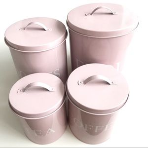 Like New Pink Enamel Kitchen Canister Set of 4